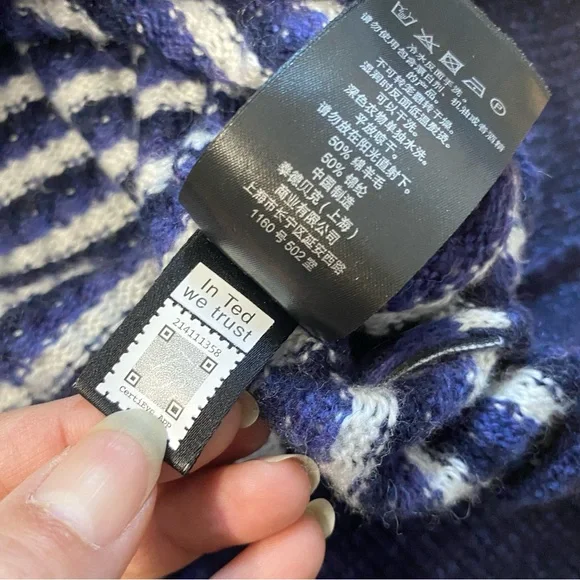 Ted BakerNavy Blue Patterned Sweater - Picture 7 of 9